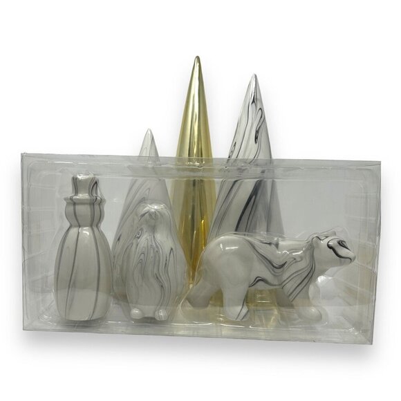 Target Wondershop 3pc Marbled Ceramic Penguin/Bear/Snowman Christmas Figure Set - Picture 6 of 6